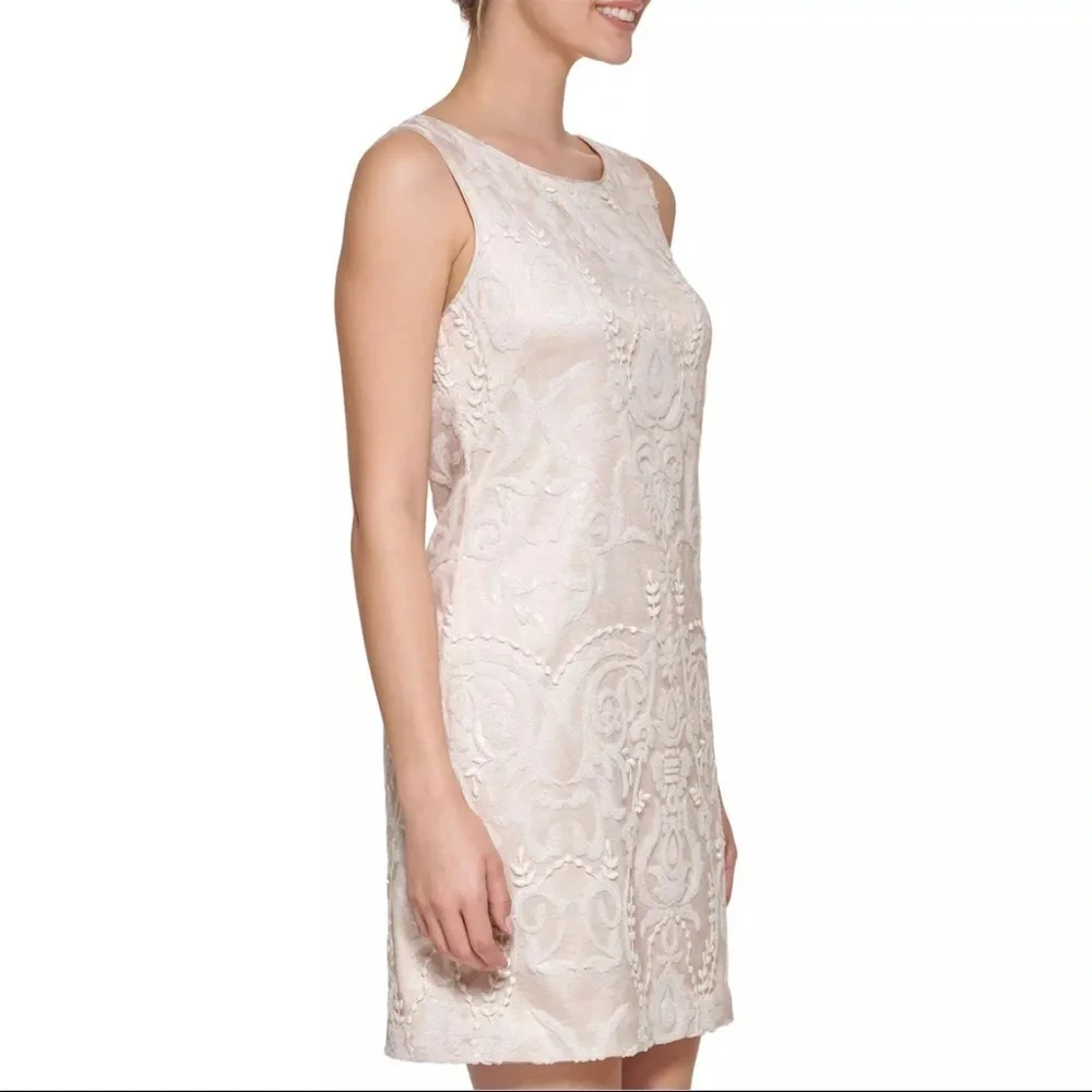 Vince Camuto Cream Ruched Sheath Mini Dress - Picture 2 of 12